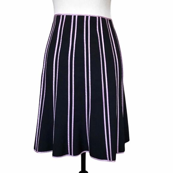 INC Black & Pink Striped A-Line Skirt International Concepts Size 10 - Picture 1 of 3